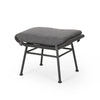 Margo Outdoor Ottoman Set of 2, 24" Black Iron Legs, Gray Cushion
