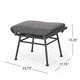 Margo Outdoor Ottoman Set of 2 24’’ Black Iron Legs Gray Cushion