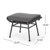 Margo Outdoor Ottoman Set of 2, 24" Black Iron Legs, Gray Cushion