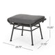 Margo Outdoor Ottoman Set of 2, 24" Black Iron Legs, Gray Cushion