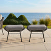 Margo Outdoor Ottoman Set of 2, 24" Black Iron Legs, Gray Cushion