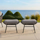 Margo Outdoor Ottoman Set of 2, 24" Black Iron Legs, Gray Cushion