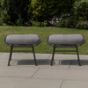 Margo Outdoor Ottoman Set of 2, 24" Black Iron Legs, Gray Cushion