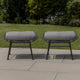 Margo Outdoor Ottoman Set of 2, 24" Black Iron Legs, Gray Cushion