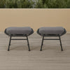 Margo Outdoor Ottoman Set of 2, 24" Black Iron Legs, Gray Cushion
