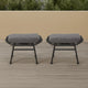 Margo Outdoor Ottoman Set of 2, 24" Black Iron Legs, Gray Cushion