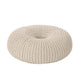 Round Knitted Pouf Ottoman, Handcrafted Details, 25", Beige Cotton