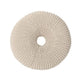 Round Knitted Pouf Ottoman, Handcrafted Details, 25", Beige Cotton