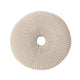 Round Knitted Pouf Ottoman, Handcrafted Details, 25", Beige Cotton