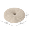 Round Knitted Pouf Ottoman Handcrafted Details 25’’ Beige Cotton BM324947