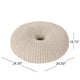 Round Knitted Pouf Ottoman, Handcrafted Details, 25", Beige Cotton