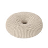 Round Knitted Pouf Ottoman, Handcrafted Details, 25", Beige Cotton