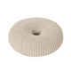 Round Knitted Pouf Ottoman, Handcrafted Details, 25", Beige Cotton