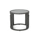Outdoor Round Side End Table with Woven Accents 18’’ Gray Rattan BM324948