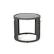 Outdoor Round Side End Table with Woven Accents, 18", Gray Rattan