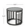 Outdoor Round Side End Table with Woven Accents 18’’ Gray Rattan BM324948