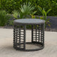 Outdoor Round Side End Table with Woven Accents, 18", Gray Rattan
