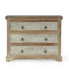 40x14 Wide Dresser Chest, 3 Drawers, White Walnut Brown Acacia Wood