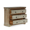 40x14 Wide Dresser Chest, 3 Drawers, White Walnut Brown Acacia Wood