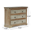 40x14 Wide Dresser Chest, 3 Drawers, White Walnut Brown Acacia Wood