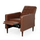Recliner Chair, Birch Wood, Brown Tufted Waffle Stitch Faux Leather