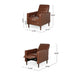Recliner Chair, Birch Wood, Brown Tufted Waffle Stitch Faux Leather