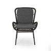 Patio Accent Chair Set of 2 Open Wicker Round Edge Black Iron Gray BM324951