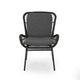 Patio Accent Chair Set of 2 Open Wicker Round Edge Black Iron Gray BM324951