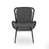 Patio Accent Chair Set of 2, Open Wicker, Round Edge, Black Iron, Gray