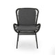 Patio Accent Chair Set of 2, Open Wicker, Round Edge, Black Iron, Gray