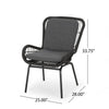 Patio Accent Chair Set of 2, Open Wicker, Round Edge, Black Iron, Gray