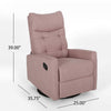 Push Back Glider Recliner Chair with Swivel, Blush Pink Tufted Fabric
