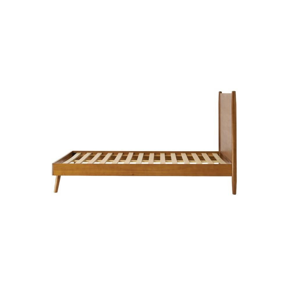 Ozzy King Size Bed with Slat Panel Design Natural Acacia Wood Finish