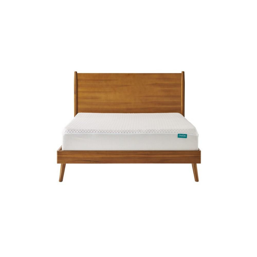 Ozzy King Size Bed with Slat Panel Design, Natural Acacia Wood Finish