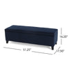 Elias Storage Ottoman Bench 51’’ Storage Top Dark Navy Blue Velvet