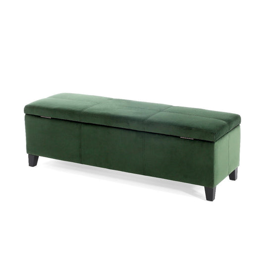 Elias Storage Ottoman Bench, 51" Storage Top, Emerald Green Velvet