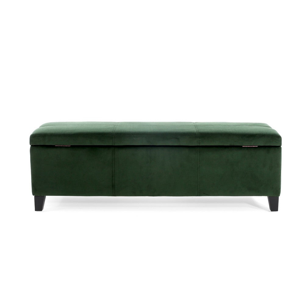 Elias Storage Ottoman Bench, 51" Storage Top, Emerald Green Velvet