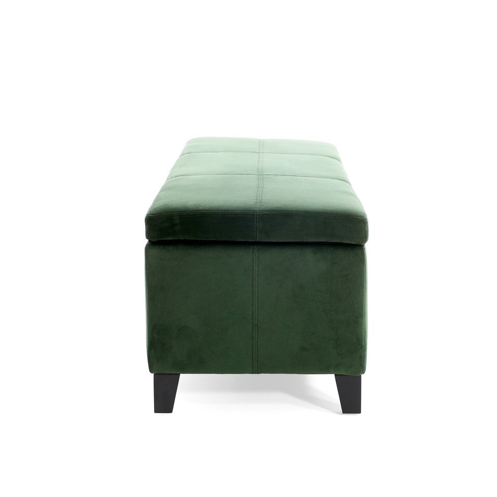 Elias Storage Ottoman Bench, 51" Storage Top, Emerald Green Velvet