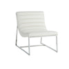 Roll Accent Side Chair, Chrome Stainless Steel, Plush White Leather