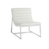 Roll Accent Side Chair, Chrome Stainless Steel, Plush White Leather