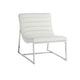 Roll Accent Side Chair, Chrome Stainless Steel, Plush White Leather