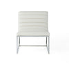 Roll Accent Side Chair Chrome Stainless Steel Plush White Leather BM324971