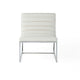 Roll Accent Side Chair Chrome Stainless Steel Plush White Leather BM324971