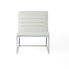 Roll Accent Side Chair, Chrome Stainless Steel, Plush White Leather