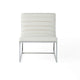 Roll Accent Side Chair, Chrome Stainless Steel, Plush White Leather