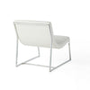 Roll Accent Side Chair Chrome Stainless Steel Plush White Leather BM324971