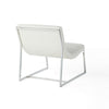 Roll Accent Side Chair, Chrome Stainless Steel, Plush White Leather