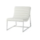 Roll Accent Side Chair Chrome Stainless Steel Plush White Leather BM324971