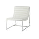 Roll Accent Side Chair, Chrome Stainless Steel, Plush White Leather