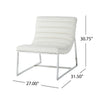 Roll Accent Side Chair Chrome Stainless Steel Plush White Leather BM324971